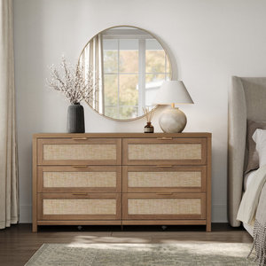 6 <b>Drawer</b> <b>Rattan</b> Dresser 56.85\" Wide with Ample <b>Storage</b> - Product Image 3