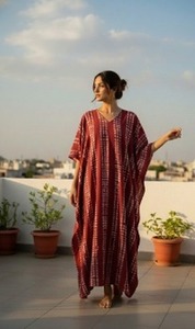 Caftán de Algodón de Alta Calidad para Mujer, Estilo Tie Dye Bali, para Cruceros, Vacaciones, Resort, Cintura Elástica, Talla XL, Verano, Otoño - Product Image 4