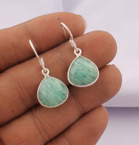Natural Lapis Lazuli Solid 925 Sterling <b>Silver</b> Handmade Vintage Luxury Water <b>Drop</b> <b>Earrings</b> Unisex Wedding Anniversary Gift Party - Product Image 1