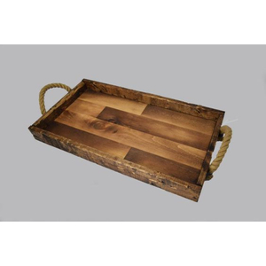 Handcrafted Wood <b>Serving</b> <b>Tray</b> With Handles <b>Large</b> Rectangular Decorative Platter For Breakfast in Bed Coffee Table Ottoman - Product Image 3