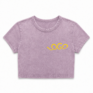 Débardeurs courts noirs pour femmes, respirants, brodés, col rond, manches courtes, en coton, style décontracté streetwear, OEM ODM, vente en gros - Product Image 2