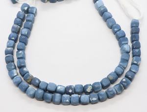 AAA Natural Blue Opal Faceted Cube Beads 8-8.5 MM Blue Opal Box <b>Gemstone</b> Beads 8 Inch Blue Opal 3D Cube Shape Stone Beads Bulk - Product Image 6