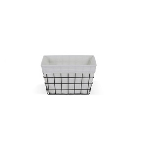Modern Rectangle Metal Wire Storage <b>Basket</b> with White Liner for Multi-Purpose Neatening and Organization - Product Image 1