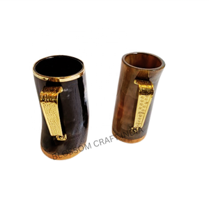 Top vente médiévale Viking tasse artisanat naturel écologique corne de buffle poli vache boeuf poignée en métal pour les festivals de noël - Product Image 1