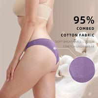 Celana Dalam Wanita Model Thong Bahan Spandex/Katun Oxford Ramah Lingkungan Bernapas dengan Aplikasi Bulu, Kontrol Ringan, Tipis