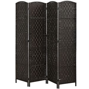 4-Panel <b>Folding</b> Privacy <b>Screen</b> 70.9\" Tall Traditional Style Portable Weave Partition Wall Divider PP for Bedroom Coffee Room - Product Image 1