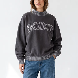 Sweat-shirt oversize pour femme à col montant en molleton, style streetwear, tissu brossé premium, coupe ample, production sur mesure en usine - Product Image 1