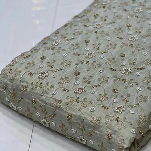 Tela de Dobby con Cuentas y Bordado, 100% Seda, para Vestidos de Novia, Ropa de Encaje para Niñas, Fabricantes de Suministros Personalizados - Product Image 4