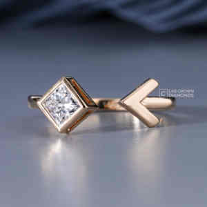 Princess Cut Lab Grown Diamond <b>Solitaire</b> <b>Ring</b> S925 Sterling <b>Silver</b> Yellow Gold Luxury 0.43ct EF+ Color VS+ Quality for Women - Product Image 1