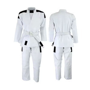Kimono de judo rouge unisexe pour adulte, 100 % coton, durable, vêtement d'arts martiaux, coupe classique, teint uni, avec ceinture noire - Product Image 3