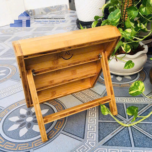 THANH TUNG THINH Estante de Especias de Madera con 6 Frascos de Vidrio y Tapas de Acero Inoxidable, Organizador de Almacenamiento de Cocina, Diseño Simple - Product Image 2
