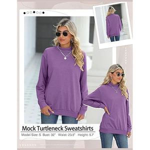 Stylish Women's Sweatshirt tailored with relaxed oversized cut breathable fleece fabric and modern finish for daily Mock Neck - Product Image 4