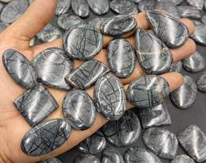 Cabujones Sueltos de Jaspe Picasso Natural al Mejor Precio |   Corte de pera gris negro, corte ovalado, juego de colores |   Proveedor de Joyería al por Mayor - Product Image 6