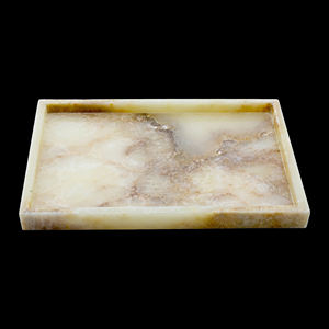 Nouveau plateau de service multifonctionnel de luxe moderne en marbre antique et onyx, grand format, design élégant - Product Image 3