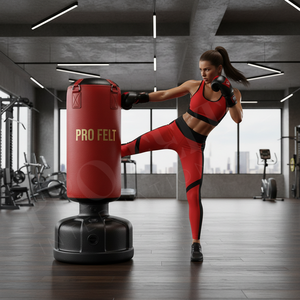 Premium Quality Leather Free Standing Punching Bag for Boxing MMA Kickboxing Fitness Training Stable Base Screen Printed Logo - Product Image 3