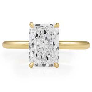 Minimalist 4 Prong Radiant Cut Diamond <b>Ring</b> Yellow Gold Elongated Radiant Lab Grown Diamond Solitaire Engagement <b>Ring</b> For Women - Product Image 2