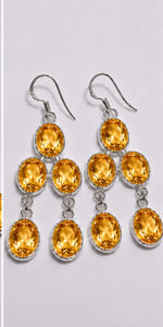 Citrine <b>Dangle</b> <b>Earrings</b> 925 Sterling <b>Silver</b> <b>Earrings</b> Golden Citrine Chandelier <b>Earrings</b> Handmade November Birthstone Jewelry G - Product Image 2