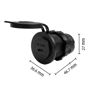 Hot sale 2026 36W Power Delivery USB Charger Socket Panel Mount Dual Port Type-C Charging Outlet for Vehicle - Product Image 2