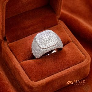 925 Sterling <b>Silver</b> Hip Hop Moissanite Engagement Wedding <b>Ring</b> for <b>Men</b> Iced Baguette Cluster Luxury Statement <b>Ring</b> Miami Style - Product Image 2