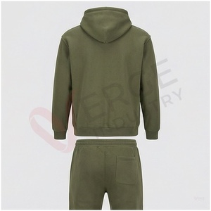 Conjunto Deportivo con Capucha para Hombre, Color Verde Oliva, Manga Larga, Color Sólido, Casual, Transpirable, Corte Regular, Ropa de Otoño - Product Image 2