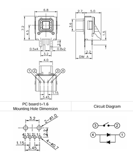 High Sensitivity Micro Horizontal <b>Push</b> <b>Button</b> Tact <b>Switch</b> for Industrial Instrumentation - Product Image 2