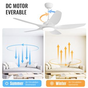 Ventilador de Techo LED Blanco de 48 Pulgadas con Motor de Corriente Continua, Luz Regulable y Control Remoto, 5 Aspas de ABS - Product Image 3