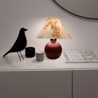 Lampe de chevet moderne à LED à commande tactile, à piles, à intensité variable, avec abat-jour plissé en céramique, pour salon et chambre à coucher