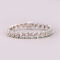 Bracelet unisexe vintage plaqué rhodium à maillons géométriques avec diamants taille princesse sertis pavé, bijoux de mariage