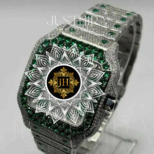 นาฬิกาข้อมือควอตซ์ประดับเพชรโมอิสซาไนต์ทรงคลาสสิคขอบหน้าปัดแบบ Thorn Bezel ตัวเรือนสแตนเลสสตีล เหมาะสำหรับผู้ชาย สไตล์ลำลองและธุรกิจ มีจำหน่ายแล้ว - Product Image 3