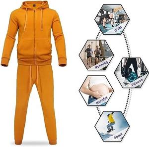 Hommes 100% coton biologique Polyester couleurs unies personnalisées disponibles vêtements pour femmes vêtements de sport jaune survêtement à fermeture éclair - Product Image 3