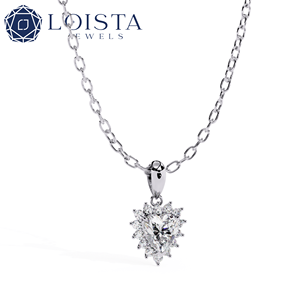 LOISTA สร้อยคอจี้เพชรทรงหัวใจ ทองคำขาว 18K ได้รับการรับรองจาก GIA เพชรธรรมชาติ เครื่องประดับหมั้นคลาสสิกสำหรับผู้หญิง - Product Image 1