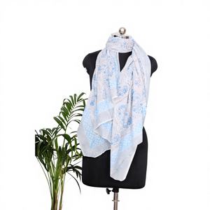 Floral Cotton Hand Block Printed Sarong Pareo Bikini Cover Up Beach <b>Wrap</b> Scarf Lightweight Women Resort Wear - Product Image 1