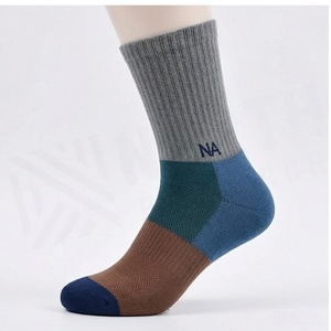 Crew <b>Socks</b> Gray Teal <b>Brown</b> Navy Solid Color Breathable Knitted for Adults Spring Casual Wear - Product Image 3