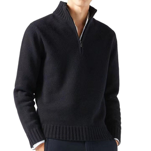 <b>Men's</b> Solid Color Wool 1/4 Zip <b>Turtleneck</b> Cardigan Regular Sleeve Anti-Pilling Winter Wear Long Sleeve Knitted <b>Sweater</b> - Product Image 1
