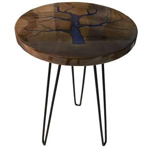 Mesa Auxiliar Redonda de Madera de Acacia con Resina Epoxi Azul Océano para Oficina y Sala de Estar, Mueble para el Hogar, Nueva Colección 2026, Muestra Gratuita - Product Image 5