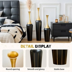 Modern Handmade Aluminum Tabletop <b>Vase</b> <b>Set</b> <b>3</b>-Piece 28.34in 24.4in 20.4in Decorative Sculpture Gradient Finish Jaffs Exports - Product Image 4