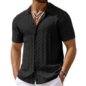 Nouveaux polos jacquard respirants pour hommes, manches courtes, texture tricotée légère, chemises de golf en tricot, meilleure qualité à bon prix - Product Image 5