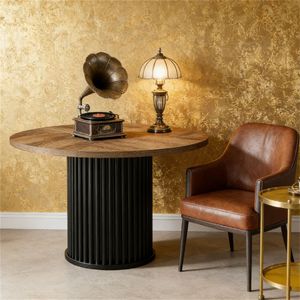 Tavolo da Pranzo Rotondo in Legno per Cucina e Soggiorno, Ideale per Accogliere gli Ospiti - Product Image 3