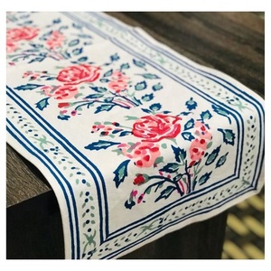 100% Organic Cotton GOTS Certificate Handmade Blue Color Luxury For Family Dinner <b>Table</b> <b>Runner</b> From India Suppliers Guaranteed - Product Image 6