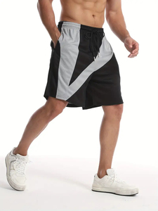 Shorts de bain pour hommes à motif géométrique, taille mi-haute, cordon de serrage, séchage rapide, style sportif, noir, gris, blanc - Product Image 3