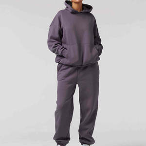 Conjunto Deportivo Informal de Invierno para Mujer, de Alta Calidad, con Capucha, Diseño de Dos Piezas, Mangas Largas, Personalizable, 100% Algodón - Product Image 1