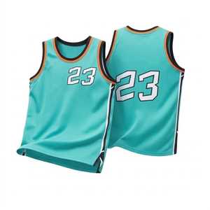 Maillot de basket unisexe sans manches Teal en maille respirante, col en V, uniforme d'équipe numéro 23, anti-bactérien, séchage rapide, impression par sublimation - Product Image 1