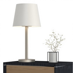 โคมไฟตั้งโต๊ะ LED ร่วมสมัยแบบมินิมอลเหล็กสีดำสีขาว E27 สำหรับห้องนอน - Product Image 1