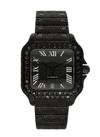 Montre pour homme de 42 mm avec cadran noir, entièrement automatique, chiffres romains, diamants Moissanite VVS, sertie de diamants, pour la mode masculine