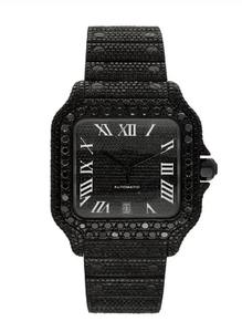 42mm <b>Black</b> Dial Fully Automatic Roman Numeral VVS Moissanite Diamond Bussdown Diamond <b>Watch</b> for Men's Fashion - Product Image 4