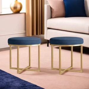 High Quality Metal Ottoman Sitting Stool Living Room Furniture Office Stool Velvet Ottoman <b>Footstool</b> Footrest Stool Home Decor - Product Image 1