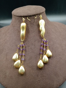 Boucles d'oreilles pendantes bohèmes pour femme, plaqué or, laiton, alliage de zinc, perles, style ethnique, bijoux de mariage - Product Image 5