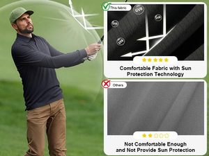Men's Long Sleeve Polo <b>Shirts</b> Quick Dry Lightweight Casual Golf Sport Team Tops Button-Down <b>Shirts</b> for Men Breathable <b>Shirts</b> - Product Image 4