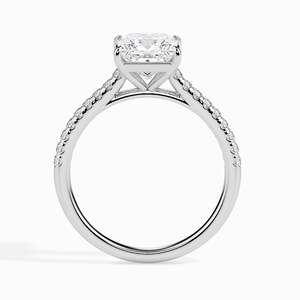 Bague en argent/plaqué or avec moissanite taille princesse et pierres pavées sur les côtés pour femme, bijou étincelant pour fiançailles, mariage, anniversaire - Product Image 4