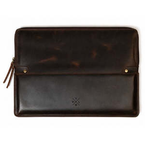 Housse pour ordinateur portable en cuir véritable, motif imprimé, personnalisable avec logo, pour voyages d'affaires, design élégant. - Product Image 1